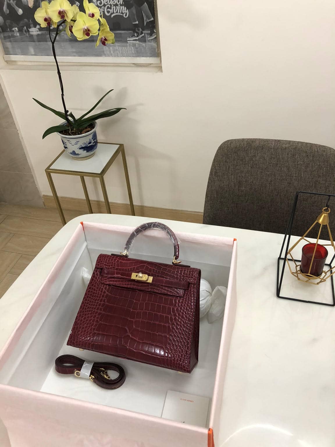 Kelly Crocodile-Embossed Cow Leather-23